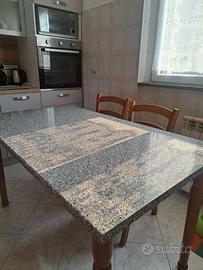 Tavolo allungabile - legno con piano effetto marmo