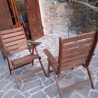 2 Poltrone pieghevoli  in legno da esterno