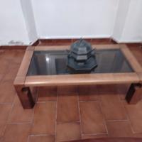 tavolino legno massello e vetro