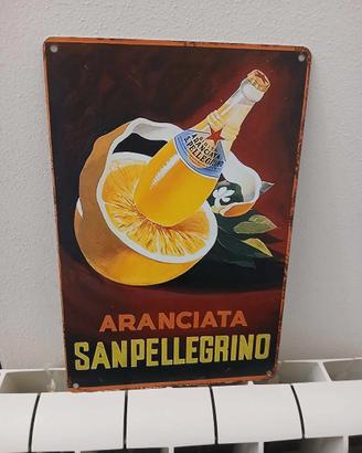 Vintage Aranciata San Pellegrino Insegna in latta