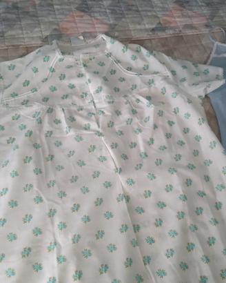 Camicia da notte in cotone con manichetta