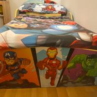 Lettino in legno Supereroi Marvel con contenitori