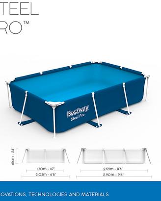 Piscina 2.60x1.70x0.60 con pompa e filtri