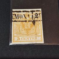 Lombardo Veneto 1850 5c giallo arancio usato Cert.