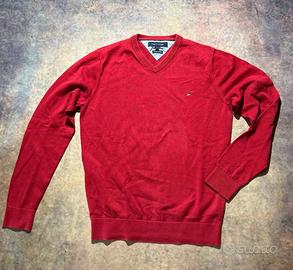 Tommy Hilfiger maglione uomo M rosso scollo V
