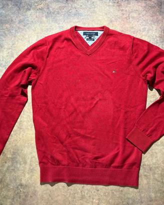 Tommy Hilfiger maglione uomo M rosso scollo V