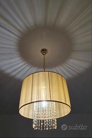 Coppia di lampadari tessuto e vetro