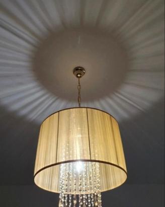 Coppia di lampadari tessuto e vetro