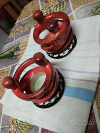 Coppia porta candele abbracci decorati  vintage 