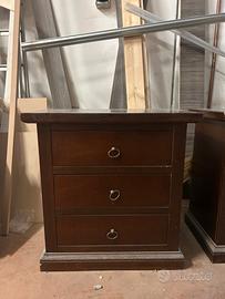 Coppia di compdini in legno massello 3 cassetti