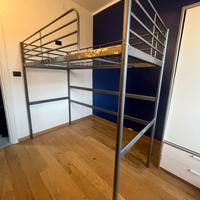 Letto singolo a soppalco in metallo SVARTA