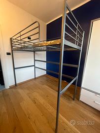 Letto singolo a soppalco in metallo SVARTA