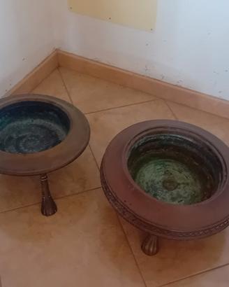 2 bracieri in ottone 