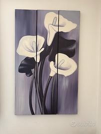 Dipinto fiori a mano su tela
