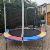 trampolino elastico 240 con rete di protezione