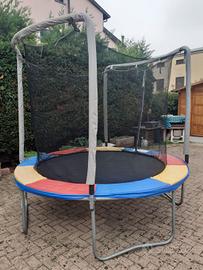 trampolino elastico 240 con rete di protezione