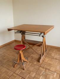 Tavolo da Architetto vintage anni ‘60 legno massel