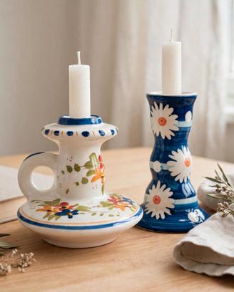 Portacandele ceramica decorata a mano 