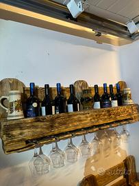 Portabottiglie da parete in legno, taverna