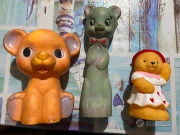 3 pupazzi gomma vintage