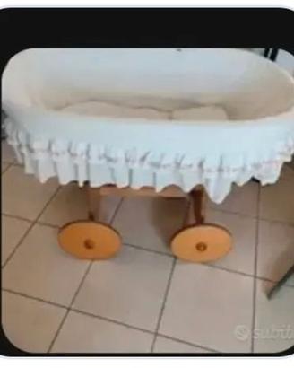 Culla /Cesta vimini con cappottina per neonato