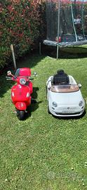 macchina 500 bianca e vespa x bambini a batteira