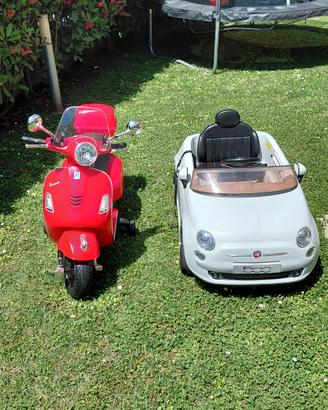 macchina 500 bianca e vespa x bambini a batteira