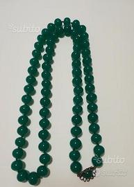 Collana lunga in agata verde