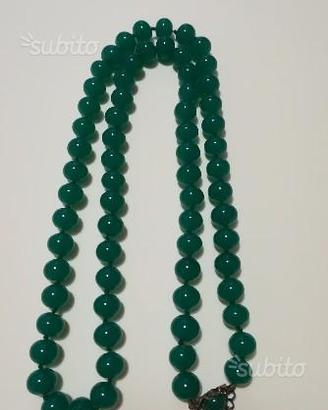 Collana lunga in agata verde