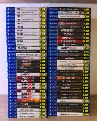 Lotto Giochi PlayStation 4 e 5. Prezzi in foto.