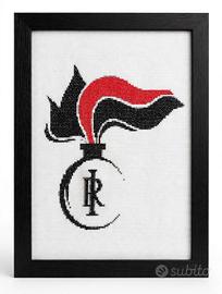 Quadro Ricamo Punto Croce Fiamma Carabinieri