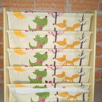Scaffale Libreria a 4 Livelli in Tessuto Bambini