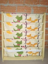 Scaffale Libreria a 4 Livelli in Tessuto Bambini