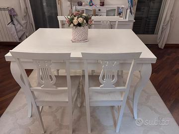 Tavolo bianco legno allungabile