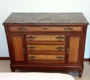 Cassettone Antico in Massello con Piano in Marmo