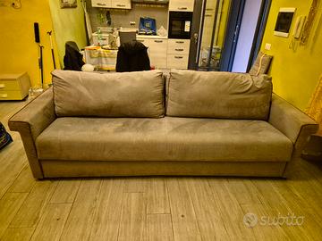 Divano letto in tessuto con rete elettrosaldata