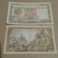 Due banconote franchi francesi. 