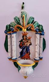 Acquasantiera ceramica dipinta a mano 