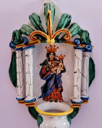 Acquasantiera ceramica dipinta a mano 