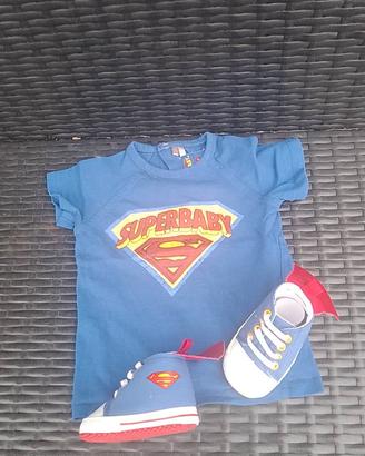 Set Superman 6-9 mesi  scarpe NUOVE
