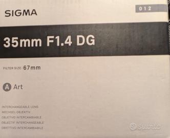Sigma 35mm F1,4 DG Art  Nikon "SCATOLA +CUSTODIA"
