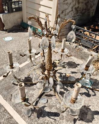 Lampadario vintage ottone stile Maria Teresa