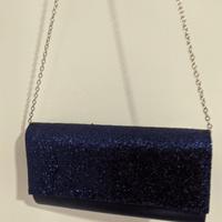 Borsa a tracolla/mano blu con brillantini
