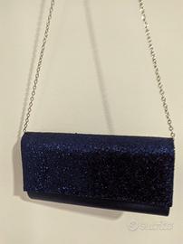 Borsa a tracolla/mano blu con brillantini