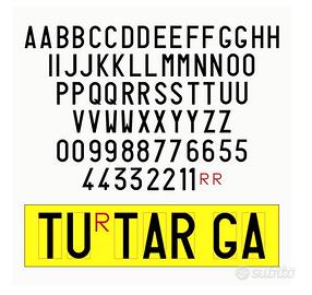 Lettere e numeri adesivi per targa ripetitrice