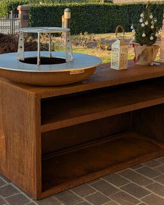 Barbecue- BBQ in corten, piano cottura 110cm