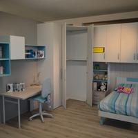 Cameretta per ragazzi ad angolo cabina armadio