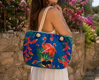 Borsa Mare Paillettes Reversibili Fenicotteri