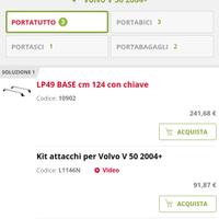 barre portatutto con attacchi volvo V50