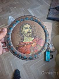 Placca devozionale in metallo dipinto